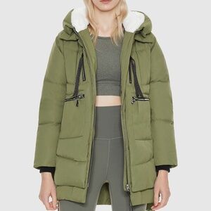 Orolay Women's Thickened Down Full Zip Hooded Jacket Olive Green Size Large